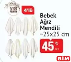 BEBEK AĞIZ MENDİLİ 25X25 CM 4'LÜ BEBEK AĞIZ MENDİLİ 25X25 CM 4'LÜ